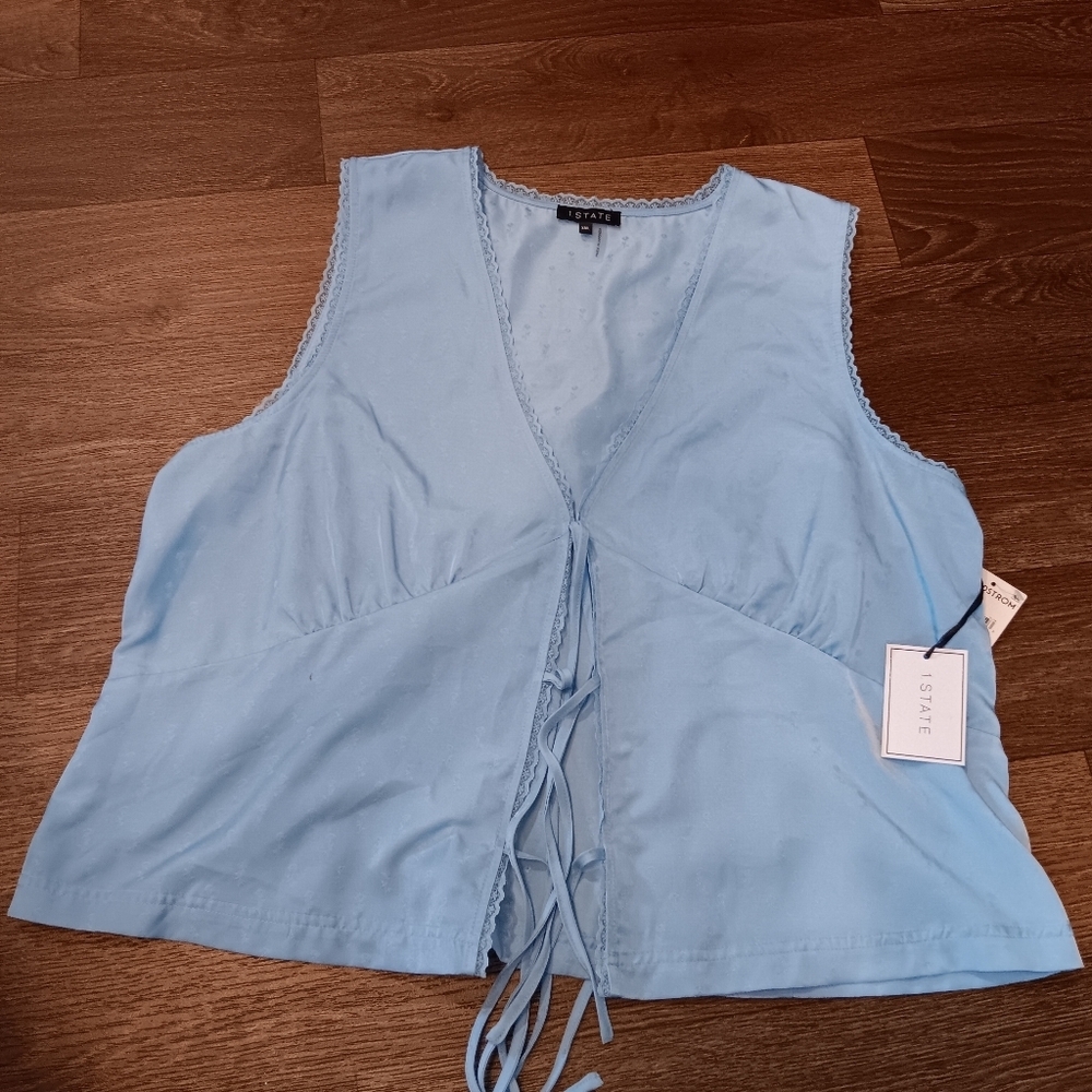 Altar'd State Navy Sleeveless Tie-Front Top - Picture 3 of 5